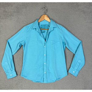 Frank & Eileen Shirt Womens Small Blue Cotton Barry Minimalist Lagenlook Rare